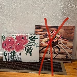 White and pink flower canvas artwork